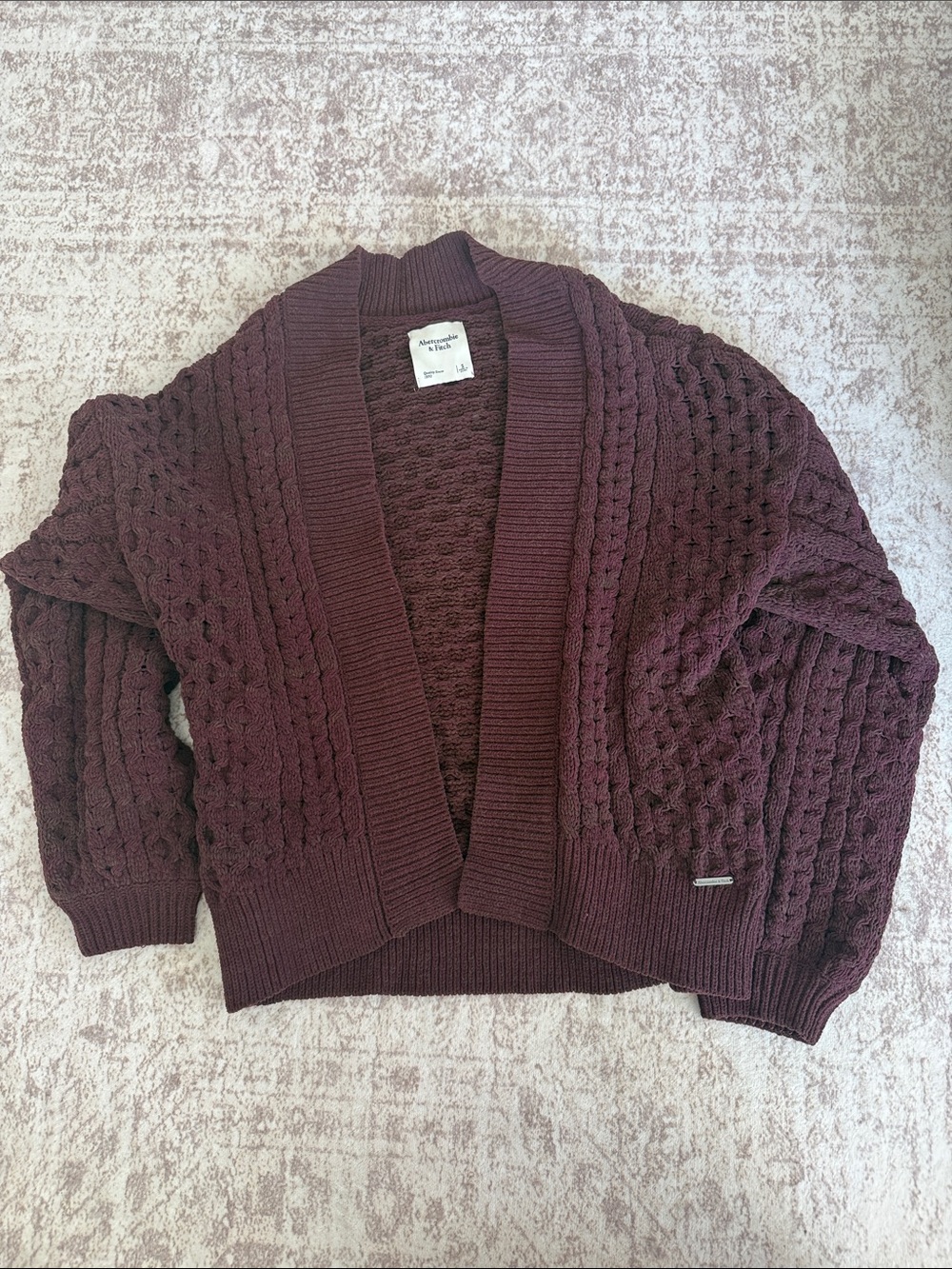 Abercrombie & Fitch Women's Open-Front Cable Cardigan - Wine
